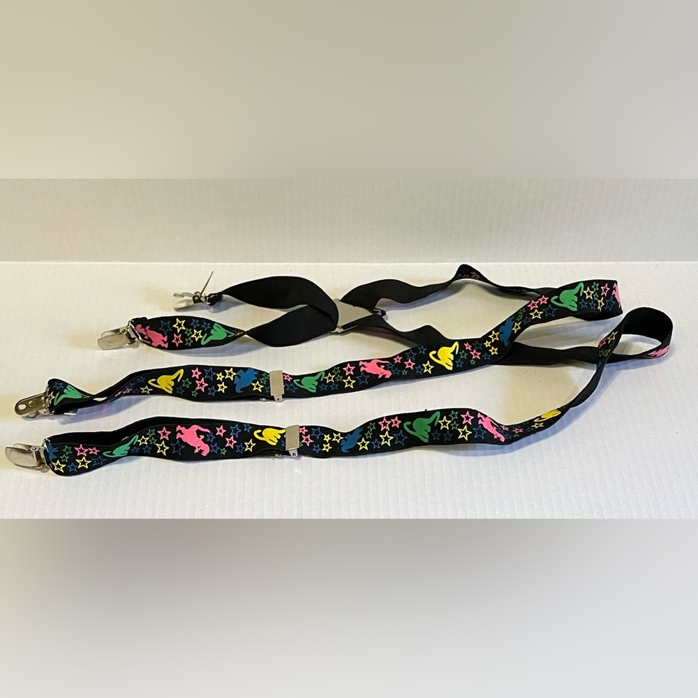 Hot Topic Suspenders Neon Dinosaurs Print Unisex Mens